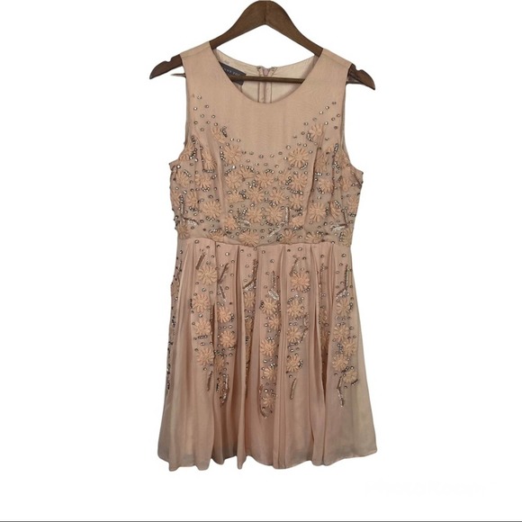 Jenny Yoo 'Blaire' Blush Sleeveless Embellished Dress Small - Picture 2 of 16